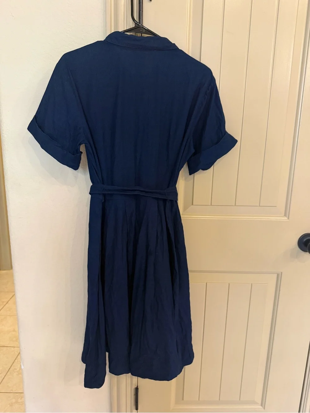 Brooks Brothers Navy Button-Front Midi Shirt Dress with Waist Tie size 8 - Picture 8 of 8